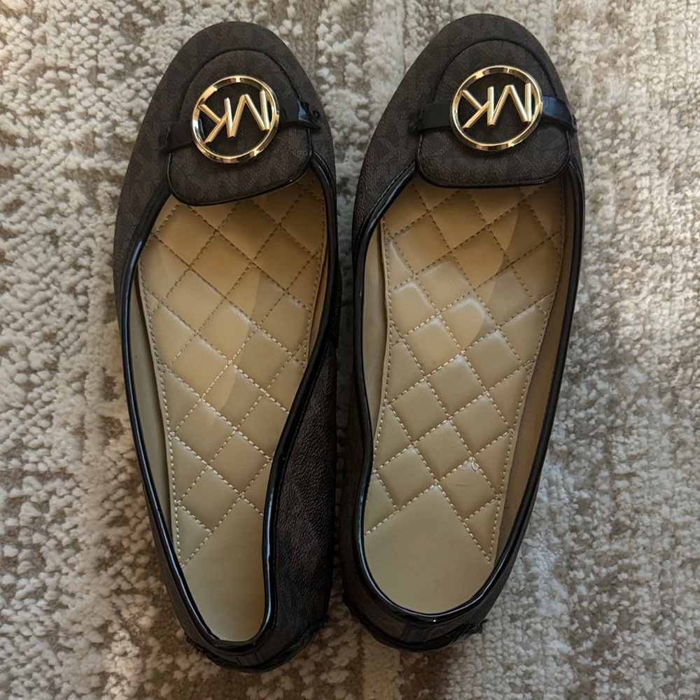 Michael Kors Brown and Gold Loafers